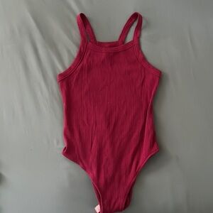 Pink Ribbed Bodysuit